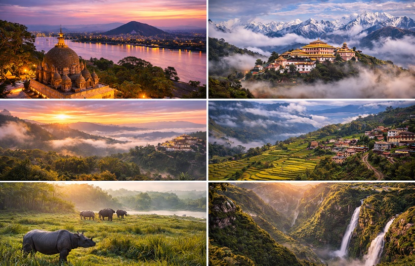 Guwahati 2N – Bomdila 1N - Tawang 2N – Dirang 1N - Kaziranga 2N - Shillong – 2N