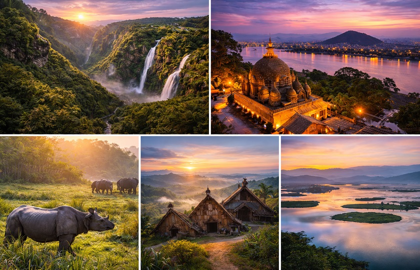 Shillong 3N – Guwahati 1N – Kaziranga 2N - Kohima 1N – Imphal 2N