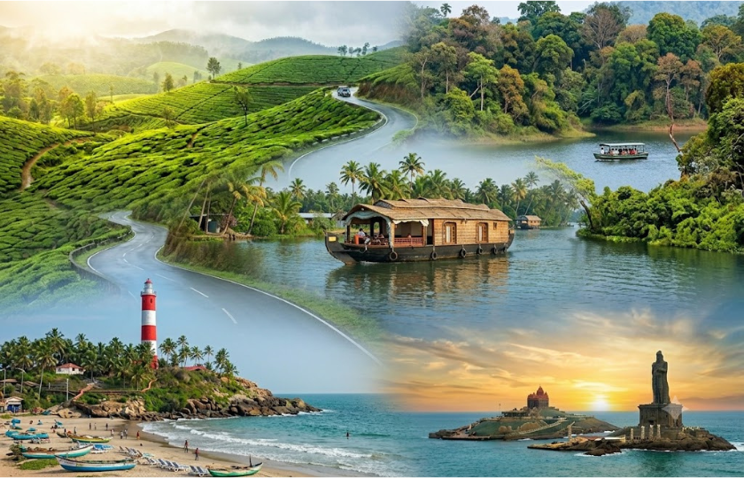 Munnar 2N – Thekkady 1N – Alleppey 1N - Kovalam 2N – Kanyakumari 1N